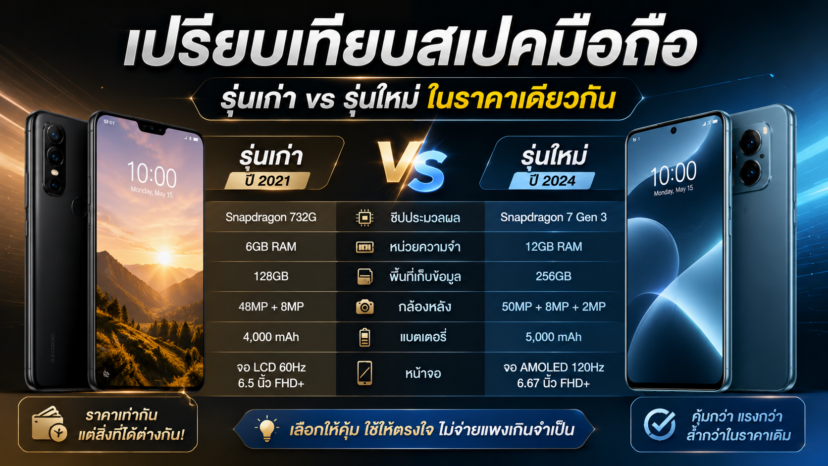 เปรียบเทียบสเปคมือถือรุ่นเก่าและรุ่นใหม่