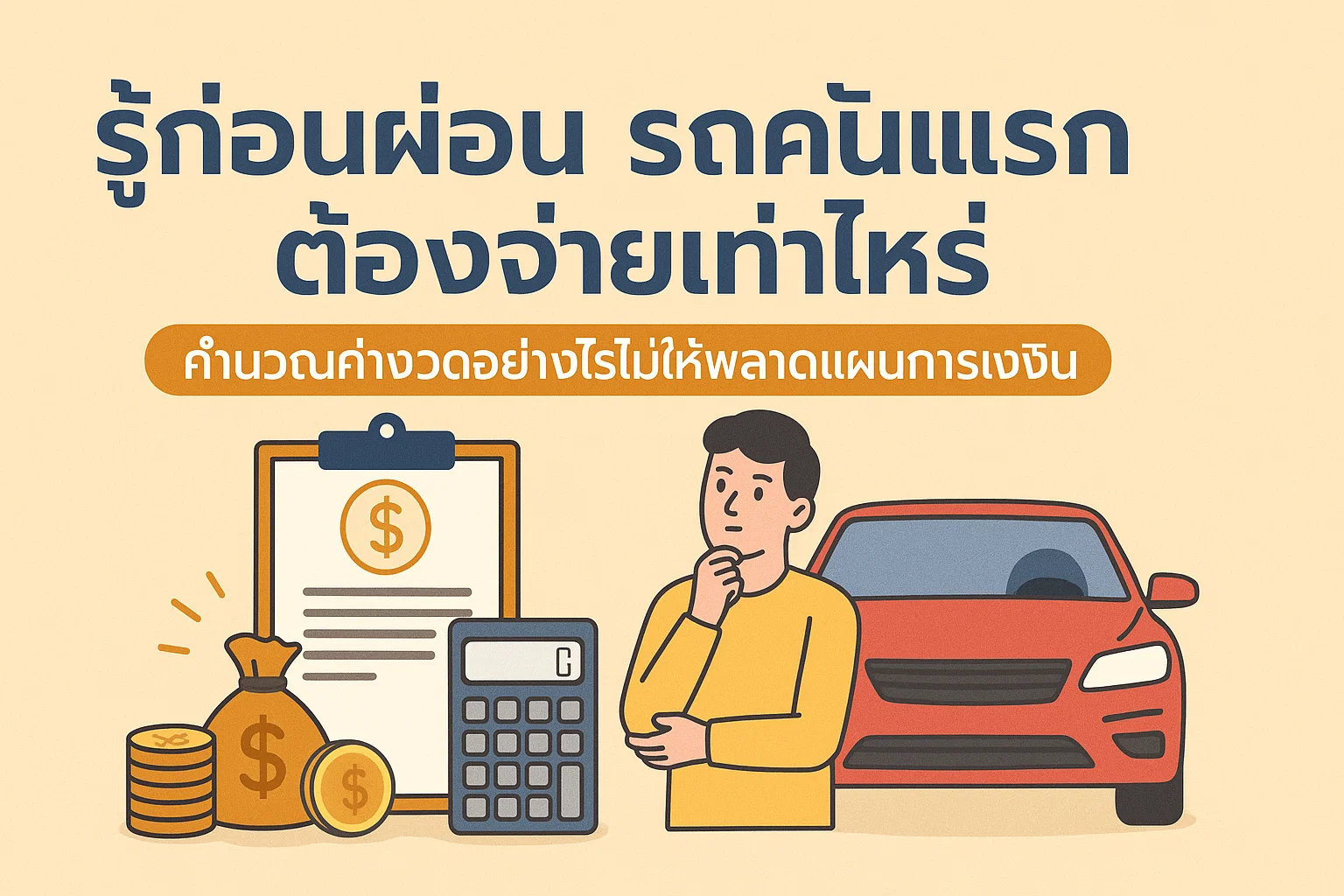รู้ก่อนผ่อน รถคันแรกต้องจ่ายเท่าไหร่ คำนวณค่างวดอย่างไรไม่ให้พลาดแผนการเงิน